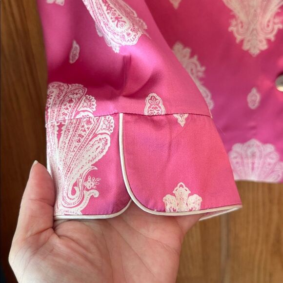 BEDHEAD PAJAMAS 100% Silk Pink & White Paisley Long Sleeve Matching Pajama Set - Picture 3 of 14